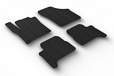 Design Gummi Fußmatten passend für Seat Mii Electric BJ. 09.2019-02.2021 4 tlg mit erhöhtem Rand Farbe Schwarz Gummimatten Automatten passgenau