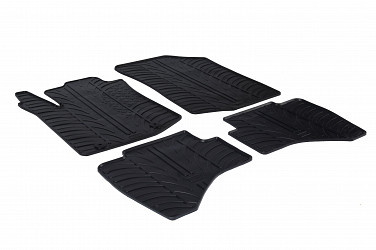 Design Gummi Fußmatten passend für Peugeot 108 BJ. 04.2014-01.2022 4 tlg mit erhöhtem Rand Farbe Schwarz Gummimatten Automatten passgenau
