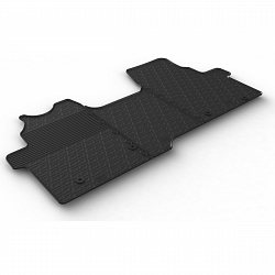 Design Gummi Fußmatten passend für Ford Transit Custom Kastenwagen mit Sitzbank ab BJ. 07.2023-> 3 tlg mit erhöhtem Rand Farbe Schwarz Gummimatten Automatten passgenau