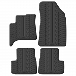 Custom Fit Rubber Floor Mats Compatible With Fiat Grande Panda Hybrid 07.2025-> 5 Pcs Set, With Raised Edge, Award Winning Design, Black Colour, Precision-Fit Rubber Car Mats