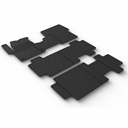 Design Gummi Fußmatten passend für Toyota Proace Bus für 3 Sitzreihe ab BJ. 09.2016-> 2 tlg mit erhöhtem Rand Farbe Schwarz Gummimatten Automatten passgenau