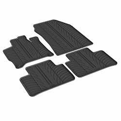 Custom Fit Rubber Floor Mats Compatible With Peugeot 308 SW Estate MHEV (Hybrid) 06.2022-> 3 Pcs Set, With Raised Edge, Award Winning Design, Black Colour, Precision-Fit Rubber Car Mats