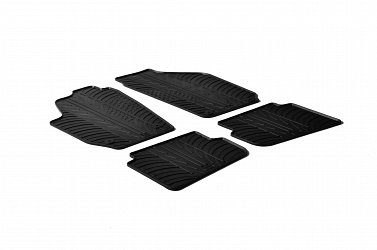 Design Gummi Fußmatten passend für Skoda Fabia Combi (Kombi) BJ. 01.2000-01.2015 4 tlg mit erhöhtem Rand Farbe Schwarz Gummimatten Automatten passgenau