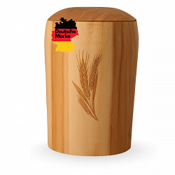 Handgefertigte Mini-Urne aus Buchenholz mit Ährengravur – Erinnerungsurne – 10 cm hoch – Gedenkurne – Kleine Urne für Teilasche, Tierasche oder Erinnerungsstücke – Symbol für Reife, Dankbarkeit & Wertschätzung