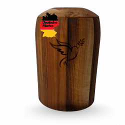 Handgefertigte Mini-Urne aus Walnussholz mit Taube & Olivenzweig – Erinnerungsurne – 10 cm hoch – Gedenkurne – Kleine Urne für Teilasche oder Tierasche – Symbol für Frieden, Hoffnung & spirituelle Erinnerung
