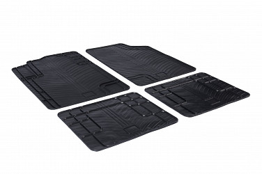 Design Universal Rubber Floor Mats Universal Fit With Raised Edge 4 Pcs Set Color Black Rubber Mats Car Mats