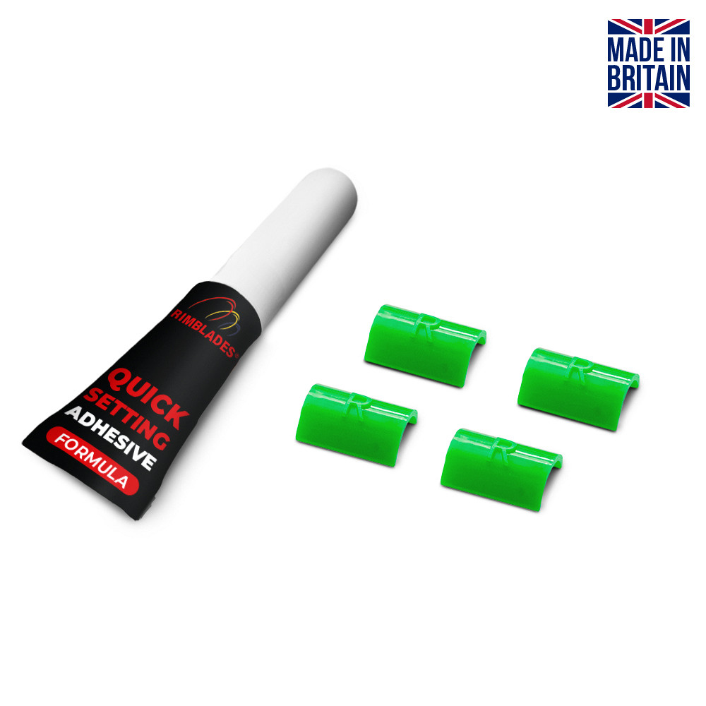 Rimblades Original Joining Clips - 4 Pieces Replacement Cover Caps For The Cut With Adhesive - GREEN