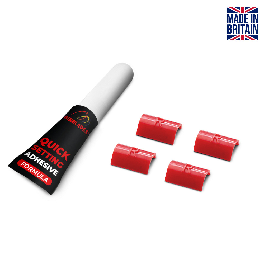 Rimblades Original Joining Clips - 4 Pieces Replacement Cover Caps For The Cut With Adhesive - RED