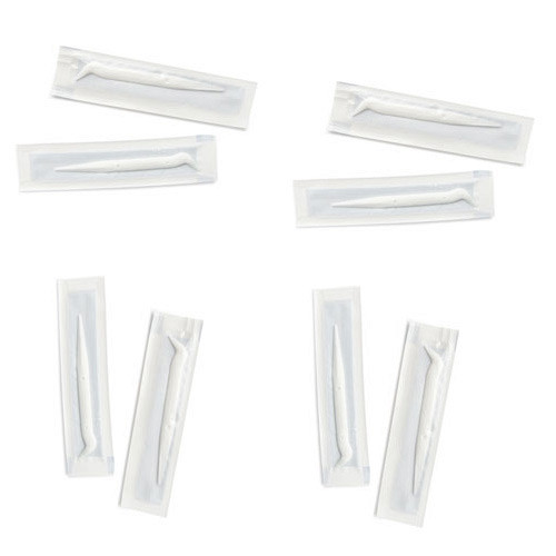 100 dentamin zobotrebcev v vrečki – posamezno higiensko oviti – 100 zobotrebcev s kavljem – bela – original dentamin