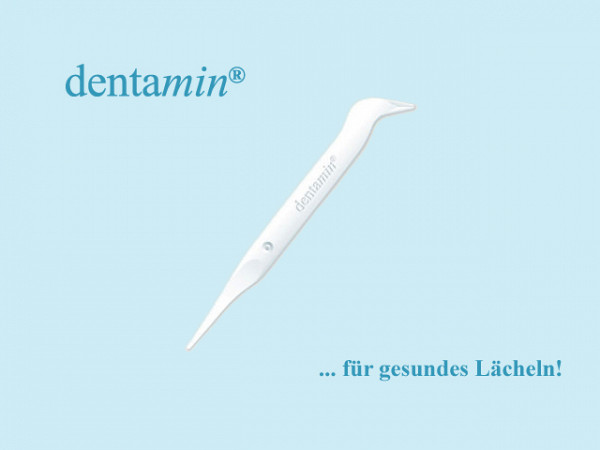 100 dentamin zobotrebcev v vrečki – posamezno higiensko oviti – 100 zobotrebcev s kavljem – bela – original dentamin