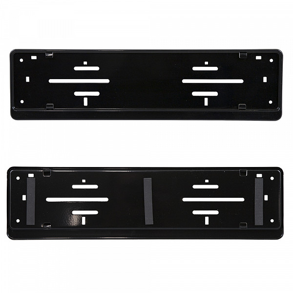 2x Kennzeichenhalter Stahl SCHWARZ Pulverbeschichtet für DEUTSCHLAND und EU (Kennzeichen der Größe 520mm x 110mm) Nummernschildhalter Kennzeichenhalterung Kennzeichenrahmen