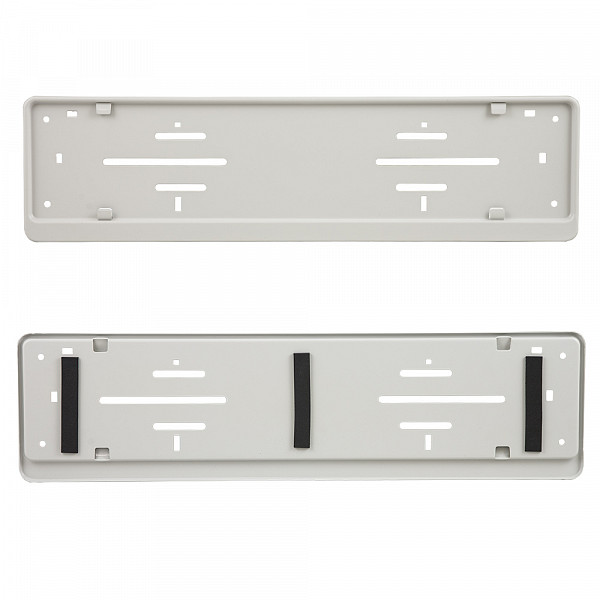 2x Kennzeichenhalter Stahl WEIß Pulverbeschichtet für DEUTSCHLAND und EU (Kennzeichen der Größe 520mm x 110mm) Nummernschildhalter Kennzeichenhalterung Kennzeichenrahmen