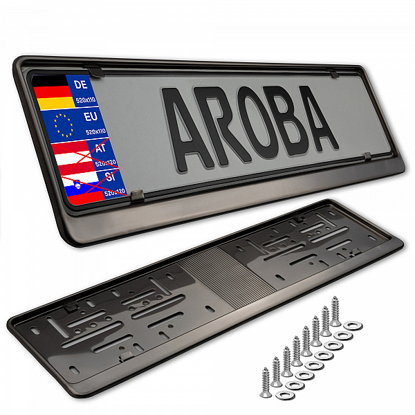 2x Premium Auto Kennzeichenhalter 100% EDELSTAHL GRAPHITE poliert (Dark Mirror) für DEUTSCHLAND und EU (Kennzeichen der Größe 520mm x 110mm) Nummernschildhalter Kennzeichenhalterung Kennzeichenrahmen INOX Rostfreier Stahl V2A