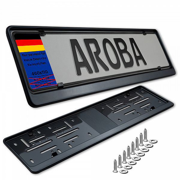2x Premium Black Chrome 100% Stainless Steel License Plate Frame High Shine Polished for German Short Plates (LICENSE PLATE SIZE 460MM X 110MM)