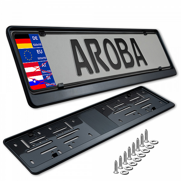 2x Premium Black Chrome 100% Stainless Steel License Plate Frame High Shine Polished for German and EU (LICENSE PLATE SIZE 520MM X 110MM)