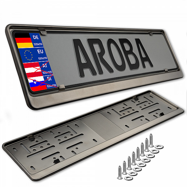 2x Premium Brushed 100% Stainless Steel License Plate Frame Fine Brushed Surface for German and EU (LICENSE PLATE SIZE 520MM X 110MM)
