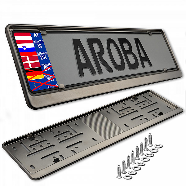 2x Premium Brushed 100% Stainless Steel License Plate Frame Fine Brushed Surface for Austria, Slowenia, Denmark, Hungary (LICENSE PLATE SIZE 520MM X 120MM)
