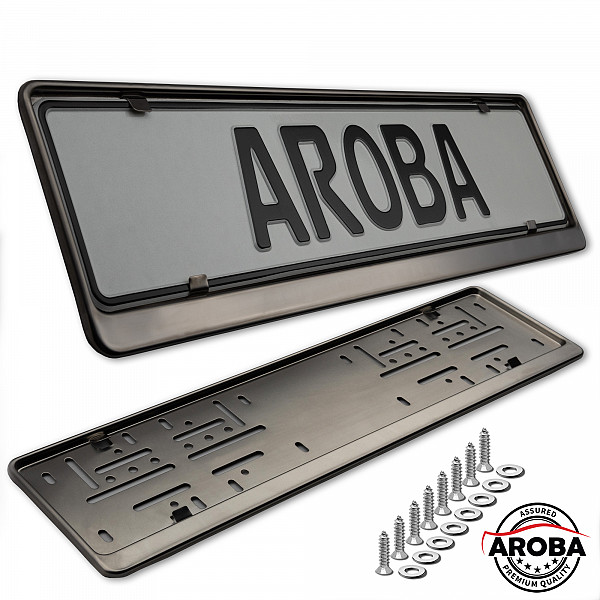 2x Premium Auto Kennzeichenhalter 100% EDELSTAHL GRAPHITE poliert (Dark Mirror) für DEUTSCHLAND und EU (Kennzeichen der Größe 520mm x 110mm) Nummernschildhalter Kennzeichenhalterung Kennzeichenrahmen INOX Rostfreier Stahl V2A