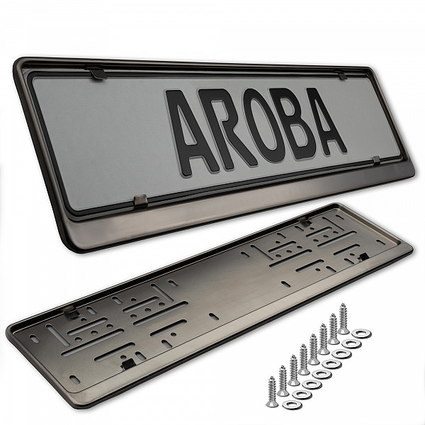 2x Premium Auto Kennzeichenhalter 100% EDELSTAHL GRAPHITE poliert (Dark Mirror) für DEUTSCHLAND und EU (Kennzeichen der Größe 520mm x 110mm) Nummernschildhalter Kennzeichenhalterung Kennzeichenrahmen INOX Rostfreier Stahl V2A