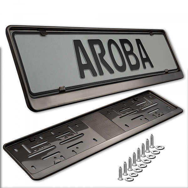 2x Premium Auto Kennzeichenhalter 100% EDELSTAHL GRAPHITE poliert (Dark Mirror) für DEUTSCHLAND und EU (Kennzeichen der Größe 520mm x 110mm) Nummernschildhalter Kennzeichenhalterung Kennzeichenrahmen INOX Rostfreier Stahl V2A