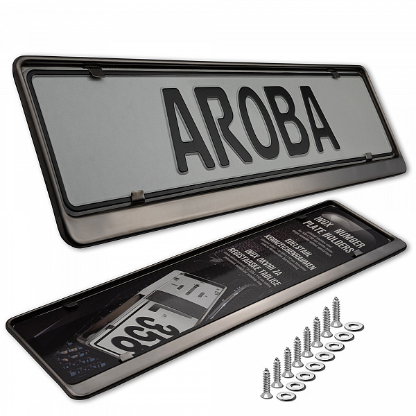 2x Premium Auto Kennzeichenhalter 100% EDELSTAHL GRAPHITE poliert (Dark Mirror) für DEUTSCHLAND und EU (Kennzeichen der Größe 520mm x 110mm) Nummernschildhalter Kennzeichenhalterung Kennzeichenrahmen INOX Rostfreier Stahl V2A