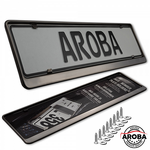 2x Premium Auto Kennzeichenhalter 100% EDELSTAHL GRAPHITE poliert (Dark Mirror) für DEUTSCHLAND und EU (Kennzeichen der Größe 520mm x 110mm) Nummernschildhalter Kennzeichenhalterung Kennzeichenrahmen INOX Rostfreier Stahl V2A