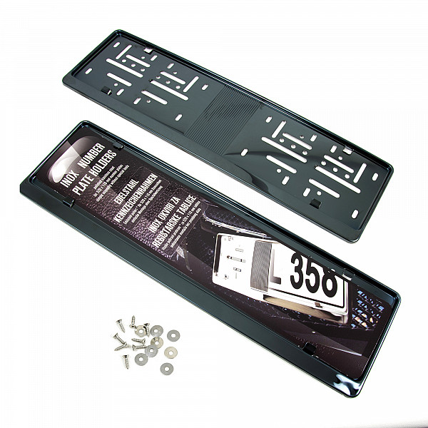 2x Premium Black Chrome 100% Stainless Steel License Plate Frame High Shine Polished for German and EU (LICENSE PLATE SIZE 520MM X 110MM)