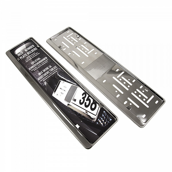 2x Premium Auto Kennzeichenhalter 100% EDELSTAHL GRAPHITE poliert (Dark Mirror) für DEUTSCHLAND und EU (Kennzeichen der Größe 520mm x 110mm) Nummernschildhalter Kennzeichenhalterung Kennzeichenrahmen INOX Rostfreier Stahl V2A