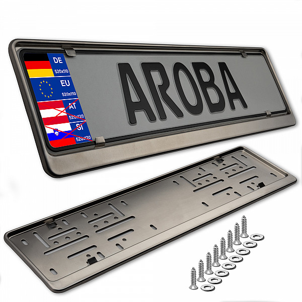2x Premium Brushed 100% Stainless Steel License Plate Frame Fine Brushed Surface for German and EU (LICENSE PLATE SIZE 520MM X 110MM)