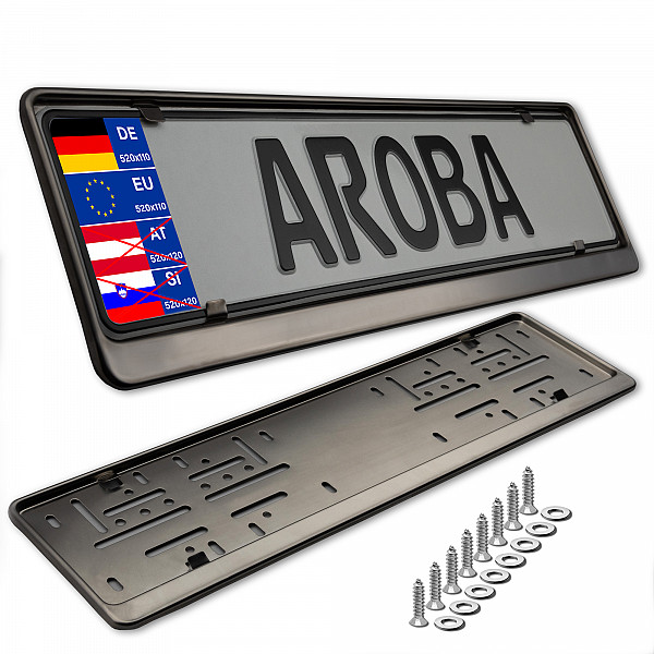 2x Premium Auto Kennzeichenhalter 100% EDELSTAHL GRAPHITE poliert (Dark Mirror) für DEUTSCHLAND und EU (Kennzeichen der Größe 520mm x 110mm) Nummernschildhalter Kennzeichenhalterung Kennzeichenrahmen INOX Rostfreier Stahl V2A