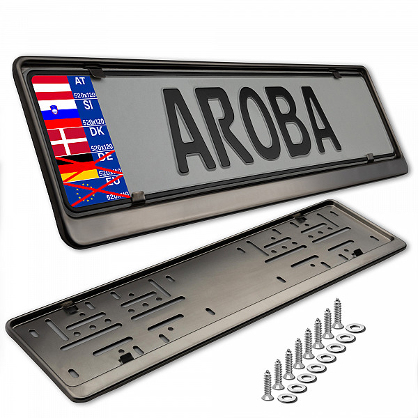 2x Premium Auto Kennzeichenhalter 100% EDELSTAHL GRAPHITE poliert (Dark Mirror) für ÖSTERREICH, SLOWENIEN, UNGARN, DÄNEMARK (Kennzeichen der Größe 520mm x 120mm) Nummernschildhalter Kennzeichenhalterung Kennzeichenrahmen INOX V2A Rostfreier