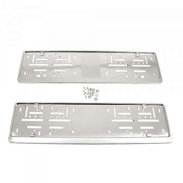 2x Premium Brushed 100% Stainless Steel License Plate Frame Fine Brushed Surface for German and EU (LICENSE PLATE SIZE 520MM X 110MM)
