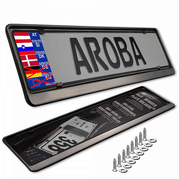 2x Premium Auto Kennzeichenhalter 100% EDELSTAHL GRAPHITE poliert (Dark Mirror) für ÖSTERREICH, SLOWENIEN, UNGARN, DÄNEMARK (Kennzeichen der Größe 520mm x 120mm) Nummernschildhalter Kennzeichenhalterung Kennzeichenrahmen INOX V2A Rostfreier