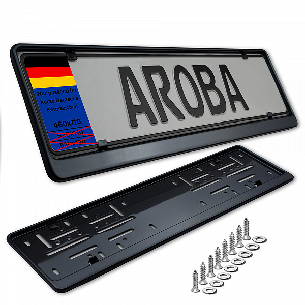 2x Premium Black Chrome 100% Stainless Steel License Plate Frame High Shine Polished for German Short Plates (LICENSE PLATE SIZE 460MM X 110MM)