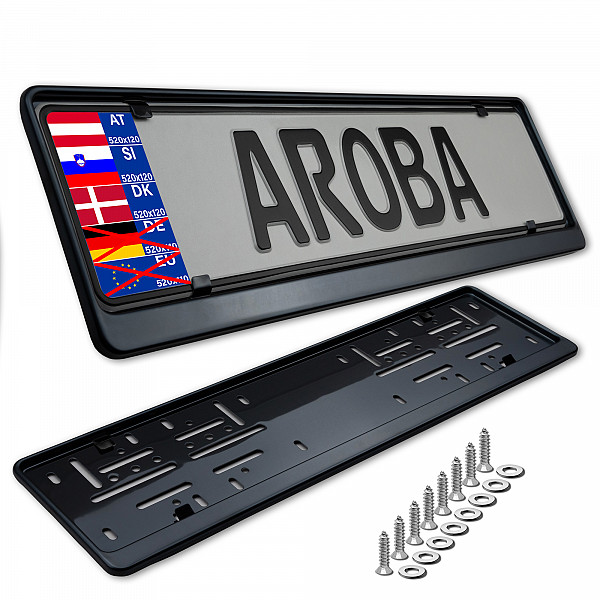 2x Premium Black Chrome 100% Stainless Steel License Plate Frame High Shine Polished for Austria, Slowenia, Denmark, Hungary (LICENSE PLATE SIZE 520MM X 120MM)
