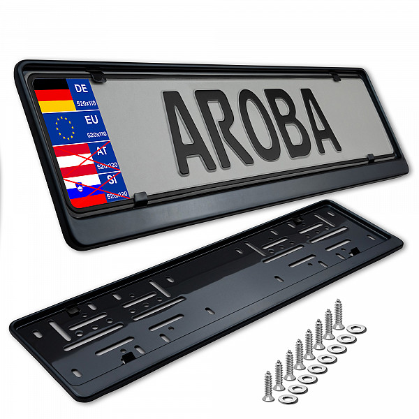2x Premium Black Chrome 100% Stainless Steel License Plate Frame High Shine Polished for German and EU (LICENSE PLATE SIZE 520MM X 110MM)