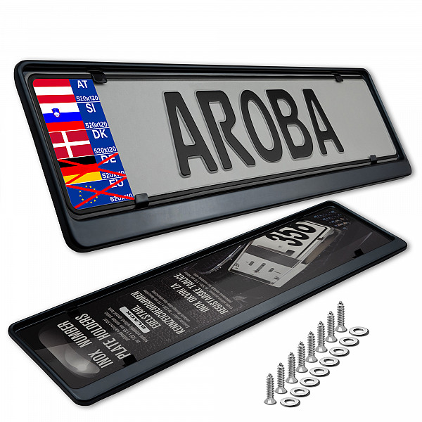 2x Premium Black Chrome 100% Stainless Steel License Plate Frame High Shine Polished for Austria, Slowenia, Denmark, Hungary (LICENSE PLATE SIZE 520MM X 120MM)