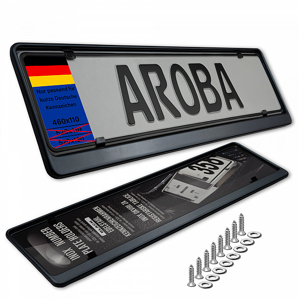 2x Premium Black Chrome 100% Stainless Steel License Plate Frame High Shine Polished for German Short Plates (LICENSE PLATE SIZE 460MM X 110MM)