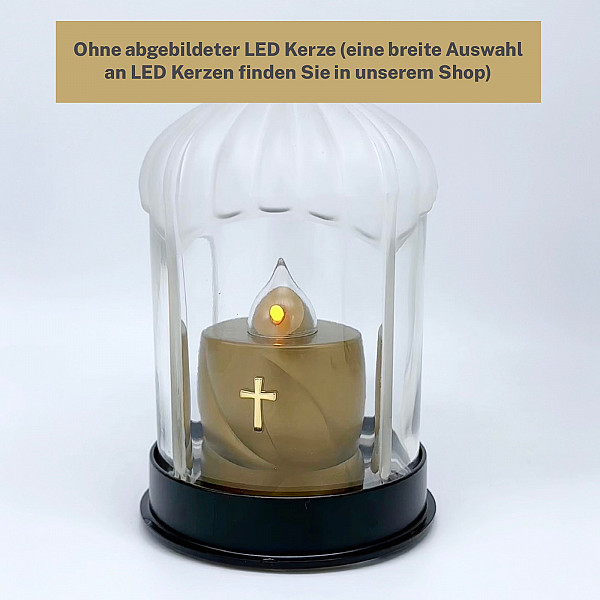 AROBA 2x Grab Laterne Wetterfest 20cm Glass Kappe mit ALU Untersatz in schwarz Grablicht 14cm Durchmesser Verschließbar inkl. Vorhängeschloss