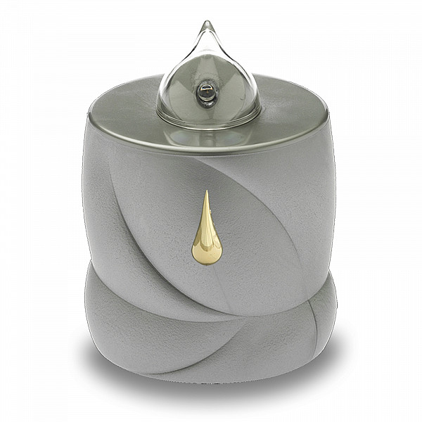 AROBA 2x LED grave candle memorial light – flickering effect like a real candle – long burning time up to 200 days – reusable cemetery candle remembrance candle eternal candle – SILVER – TEAR