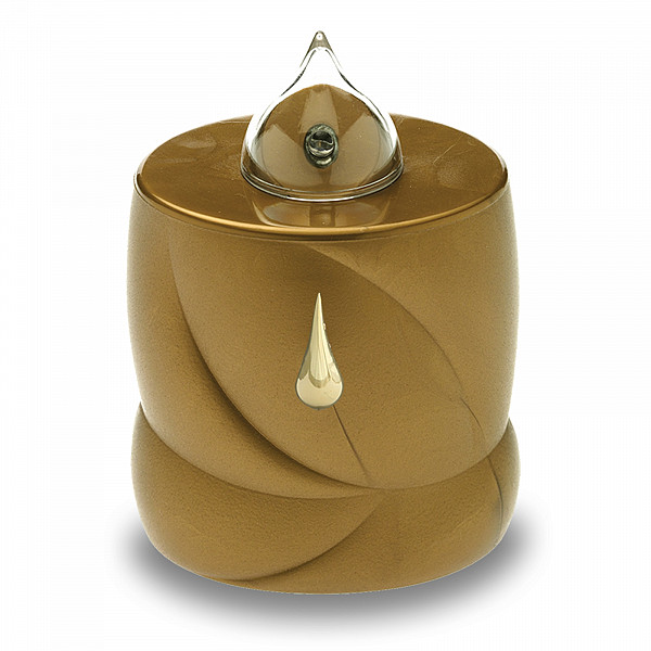 AROBA 2x LED grave candle memorial light – flickering effect like a real candle – long burning time up to 200 days – reusable cemetery candle remembrance candle eternal candle – GOLD – TEAR