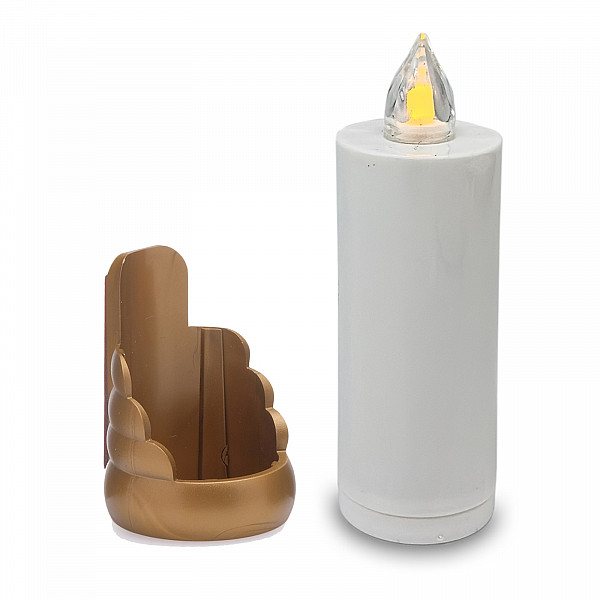 AROBA 2x LED Grabkerze Trauerlicht - Flackereffekt wie echte Kerze - lange Brenndauer bis 60 Tage - wiederverwendbar Friedhofskerze Gedenkkerze Dauerkerze - weiß Gold