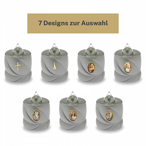 AROBA 2x LED Grabkerze Trauerlicht - Flackereffekt wie echte Kerze - lange Brenndauer bis 200 Tage - wiederverwendbar Friedhofskerze Gedenkkerze Dauerkerze - weiß Heiliger Engel