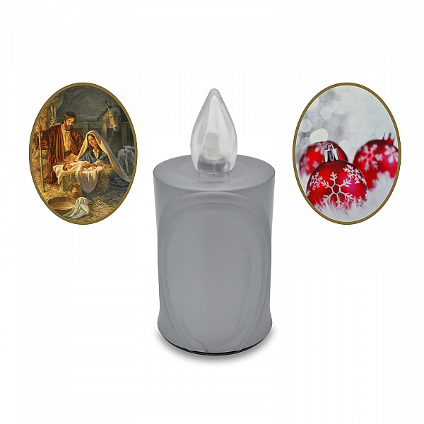 AROBA 2x LED CHRISTMAS CANDLE – with flickering effect like a real candle – long burning time up to 120 days – reusable – Christmas – SILVER – CHRISTMAS Sticker Set