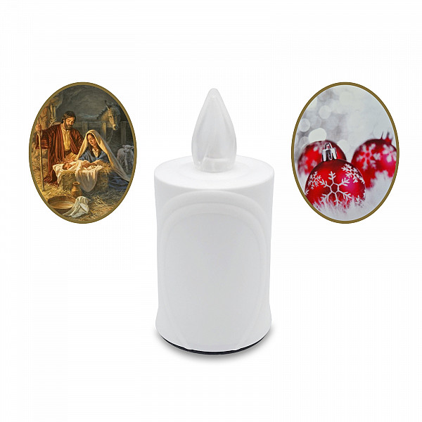 AROBA 2x LED CHRISTMAS CANDLE – with flickering effect like a real candle – long burning time up to 120 days – reusable – Christmas – WHITE – CHRISTMAS Sticker Set