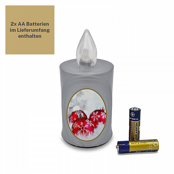 AROBA 2x LED CHRISTMAS CANDLE – with flickering effect like a real candle – long burning time up to 120 days – reusable – Christmas – SILVER – CHRISTMAS Sticker Set