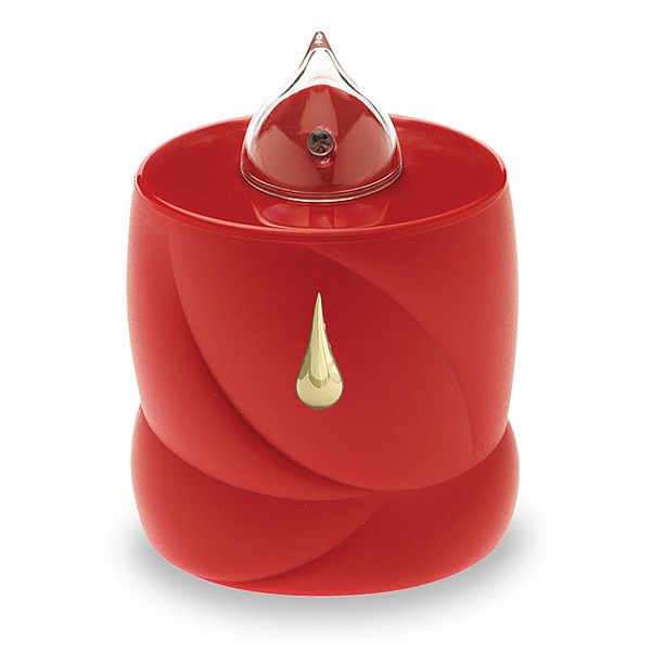 AROBA 4x LED grave candle memorial light – flickering effect like a real candle – long burning time up to 200 days – reusable cemetery candle remembrance candle eternal candle – RED – TEAR