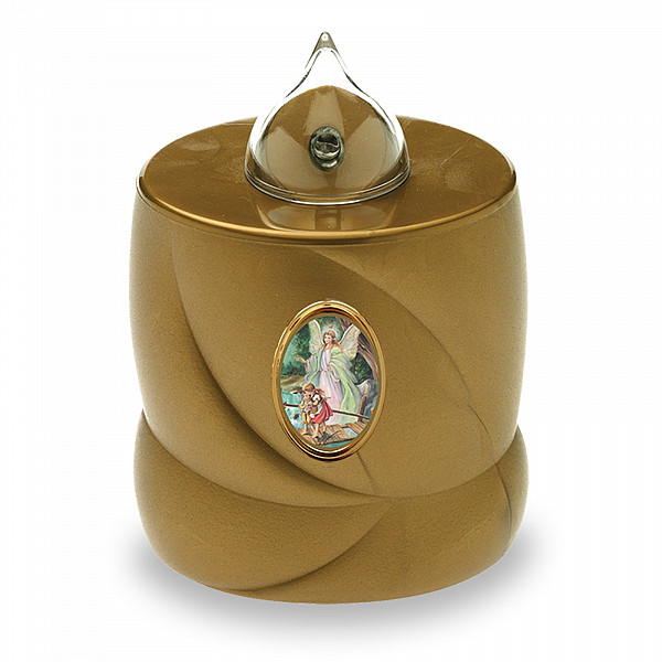 AROBA 4x LED grave candle memorial light – flickering effect like a real candle – long burning time up to 200 days – reusable cemetery candle remembrance candle eternal candle – GOLD – HOLY ANGEL