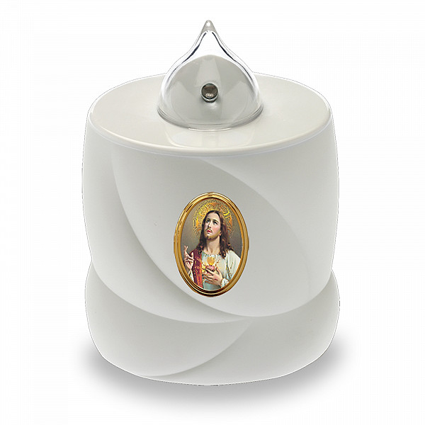 AROBA 4x LED grave candle memorial light – flickering effect like a real candle – long burning time up to 200 days – reusable cemetery candle remembrance candle eternal candle – WHITE – JESUS