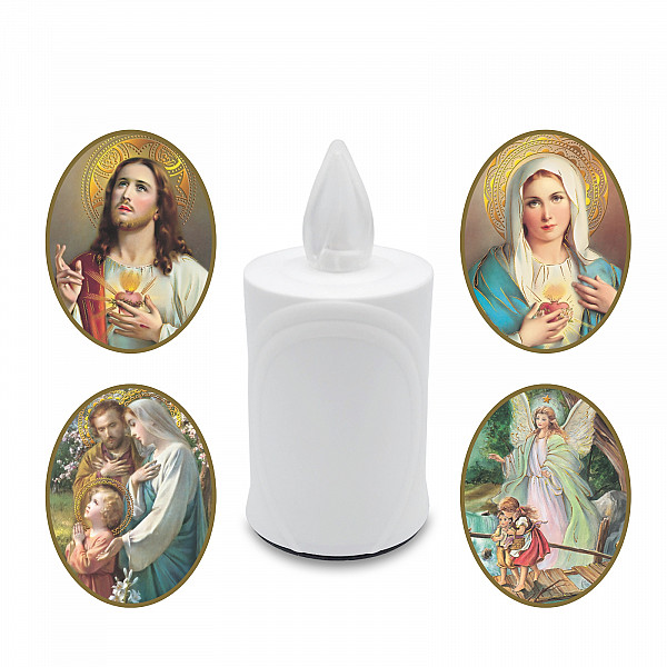 AROBA 4x LED Grabkerze Trauerlicht - Flackereffekt wie echte Kerze - lange Brenndauer bis 120 Tage - wiederverwendbar Friedhofskerze Gedenkkerze - weiß inkl. Auswahl an Heiligen AROBA 4x LED Grabkerze Trauerlicht - Flackereffekt wie echte Kerze - lange Brenndauer bis 120 Tage - wiederverwendbar Friedhofskerze Gedenkkerze - weiß inkl. Auswahl an Heiligen